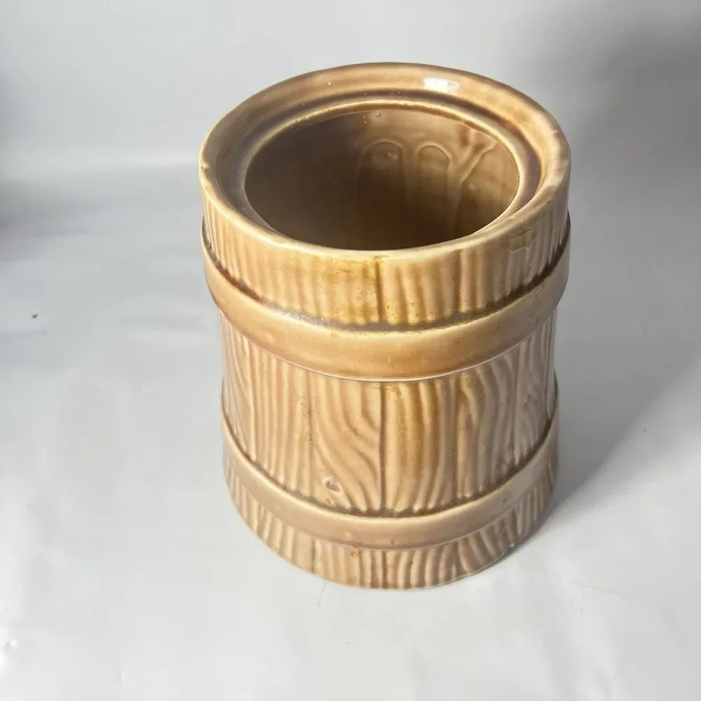 McCoy Vintage Pottery Butter Churn Yellow Dogwood Cookie Jar, 12